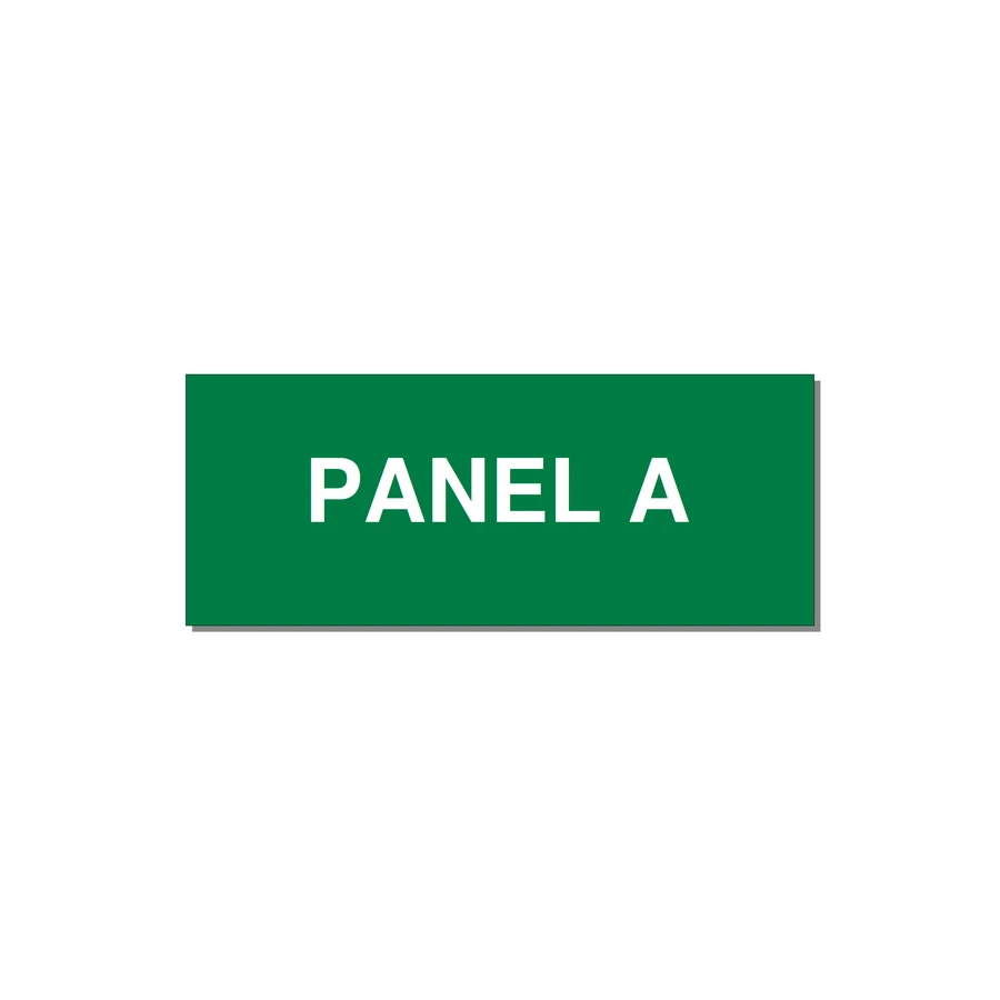 2.5x1.0" Panel Identification Label - PANEL A — 2.5x1" White on Green, Holes