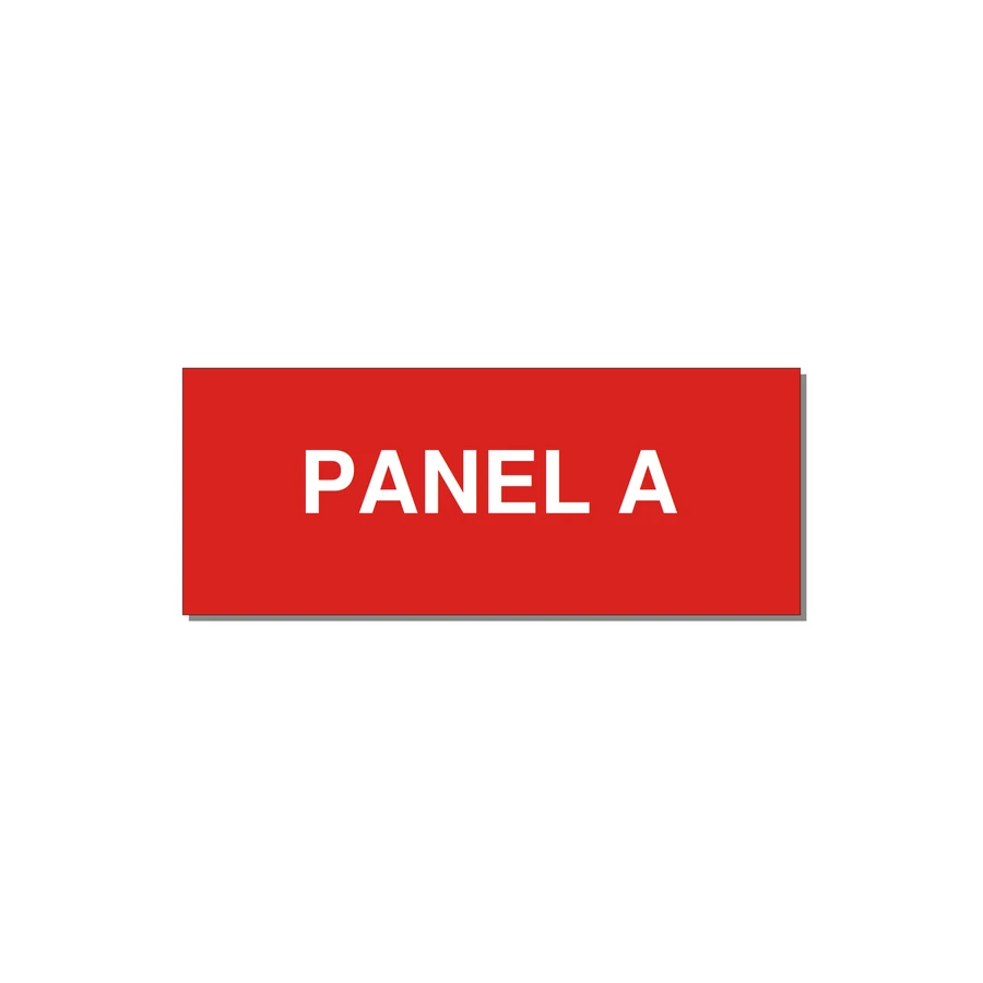 2.5x1.0" Panel Identification Label - PANEL A — 2.5x1" White on Red, Holes