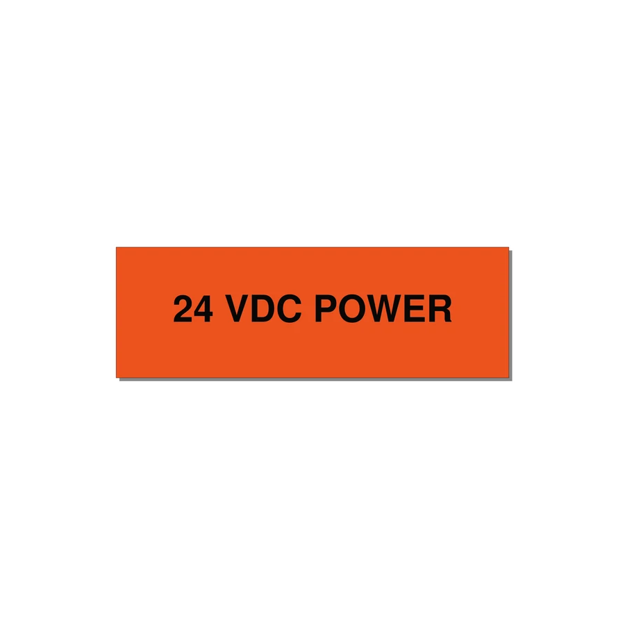 24VDC Power Label – OEM Control Power — 3x1" Black on Orange, Adhesive