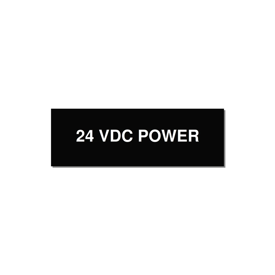 24VDC Power Label – OEM Control Power — 3x1" White on Black, Holes