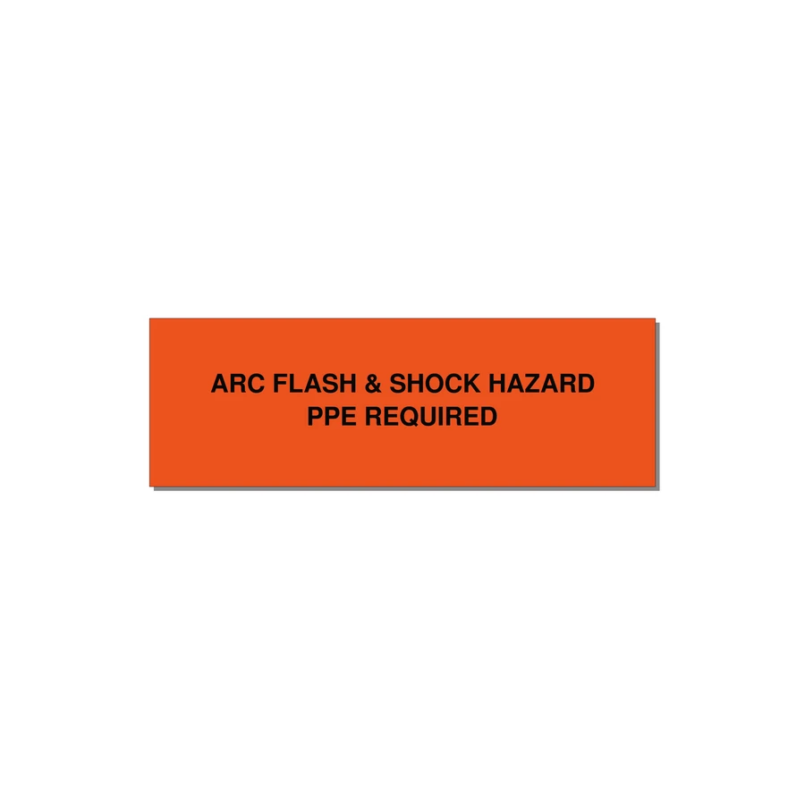 3.0x1.0" Arc Flash Safety Label - ARC FLASH & SHOCK HAZARD — 3x1" Black on Orange, Adhesive