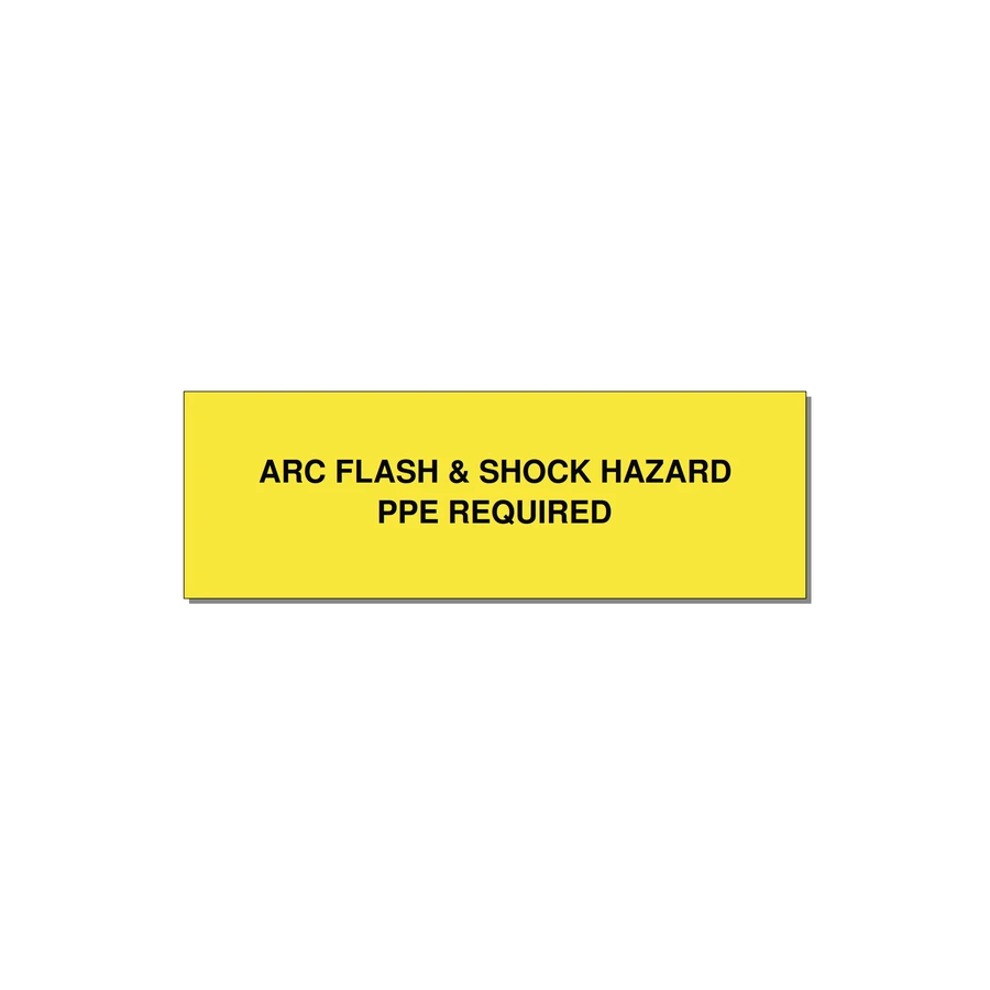 3.0x1.0" Arc Flash Safety Label - ARC FLASH & SHOCK HAZARD — 3x1" Black on Yellow, Adhesive