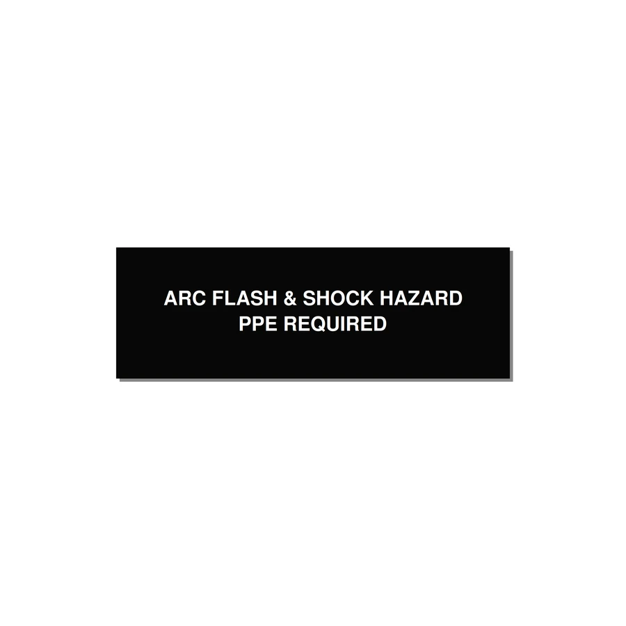 3.0x1.0" Arc Flash Safety Label - ARC FLASH & SHOCK HAZARD — 3x1" White on Black, Adhesive