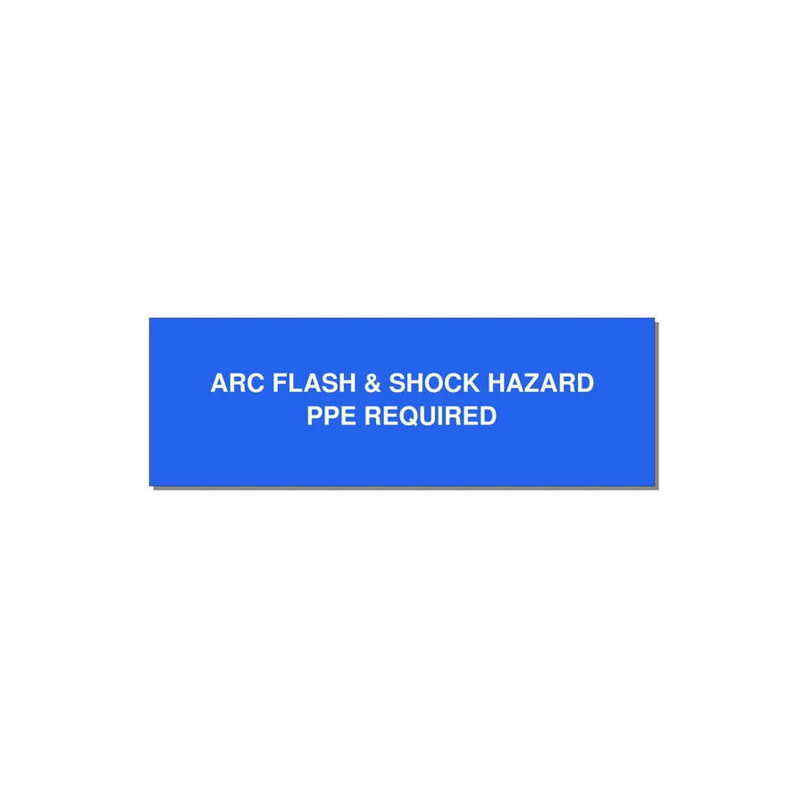 3.0x1.0" Arc Flash Safety Label - ARC FLASH & SHOCK HAZARD — 3x1" White on Blue, Holes