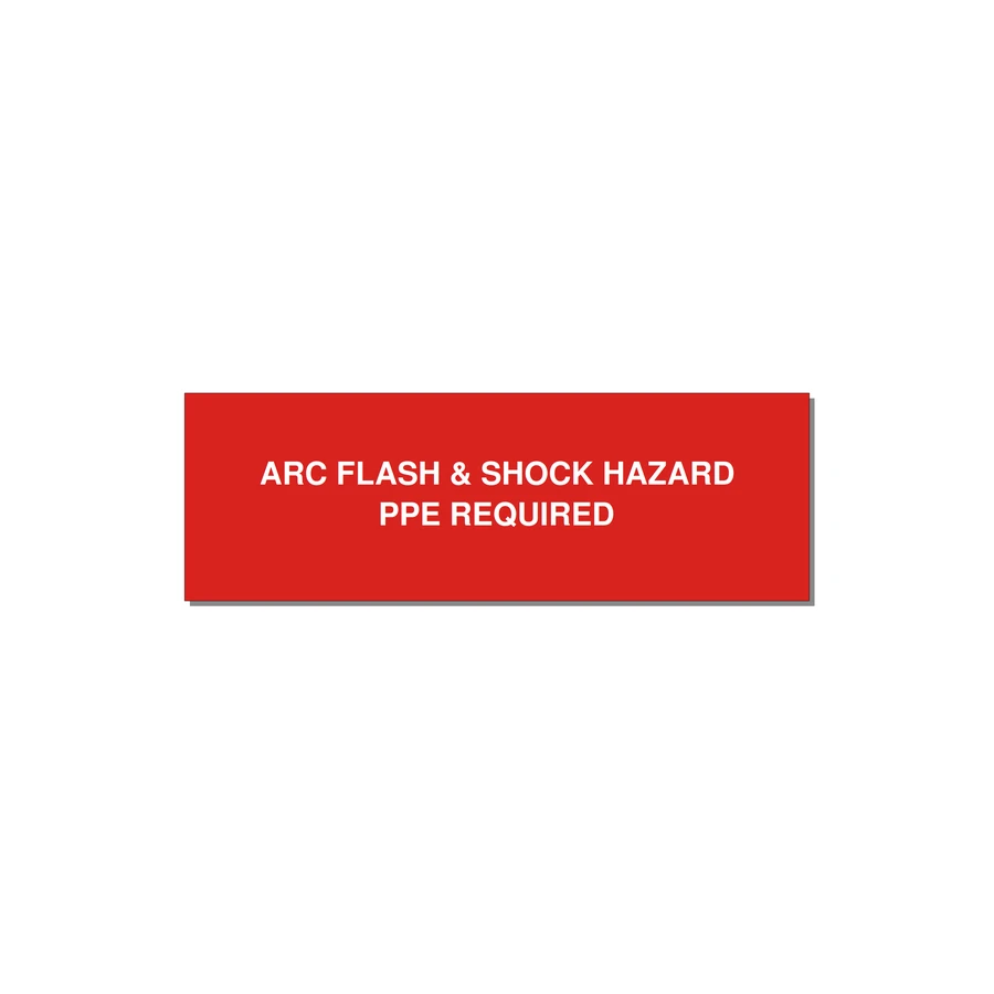 3.0x1.0" Arc Flash Safety Label - ARC FLASH & SHOCK HAZARD — 3x1" White on Red, Holes