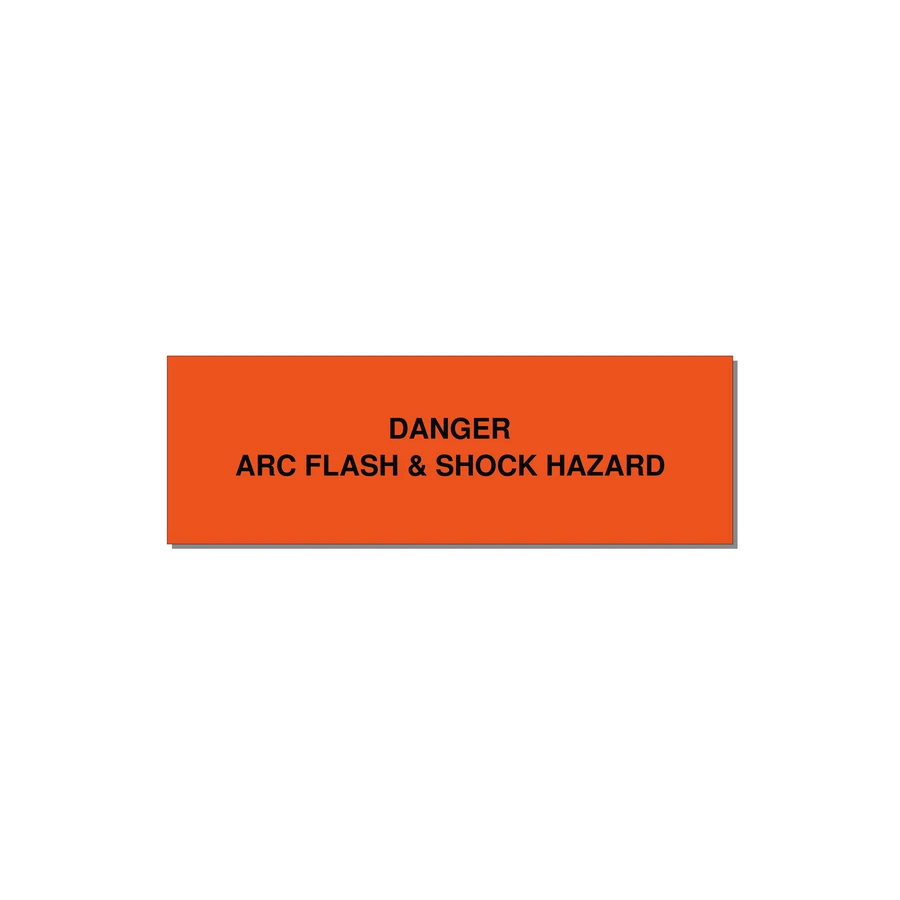 3.0x1.0" Arc Flash Safety Label - DANGER ARC FLASH & SHOCK — 3x1" Black on Orange, Holes