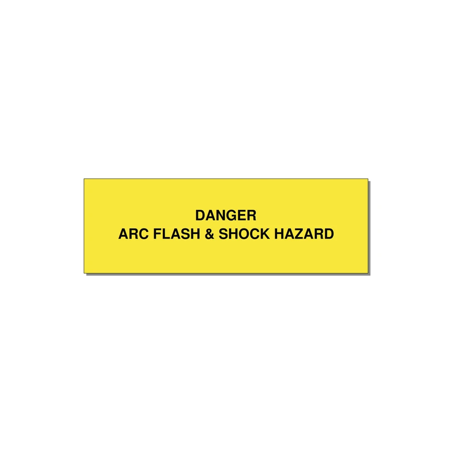 3.0x1.0" Arc Flash Safety Label - DANGER ARC FLASH & SHOCK — 3x1" Black on Yellow, Holes