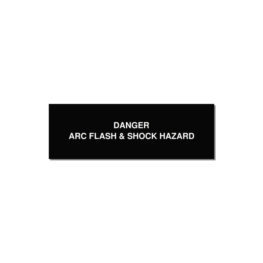 3.0x1.0" Arc Flash Safety Label - DANGER ARC FLASH & SHOCK — 3x1" White on Black, Holes