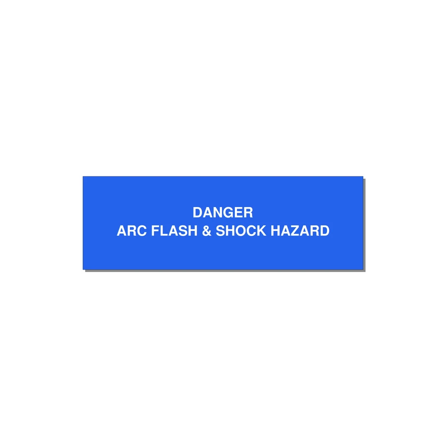3.0x1.0" Arc Flash Safety Label - DANGER ARC FLASH & SHOCK — 3x1" White on Blue, Holes