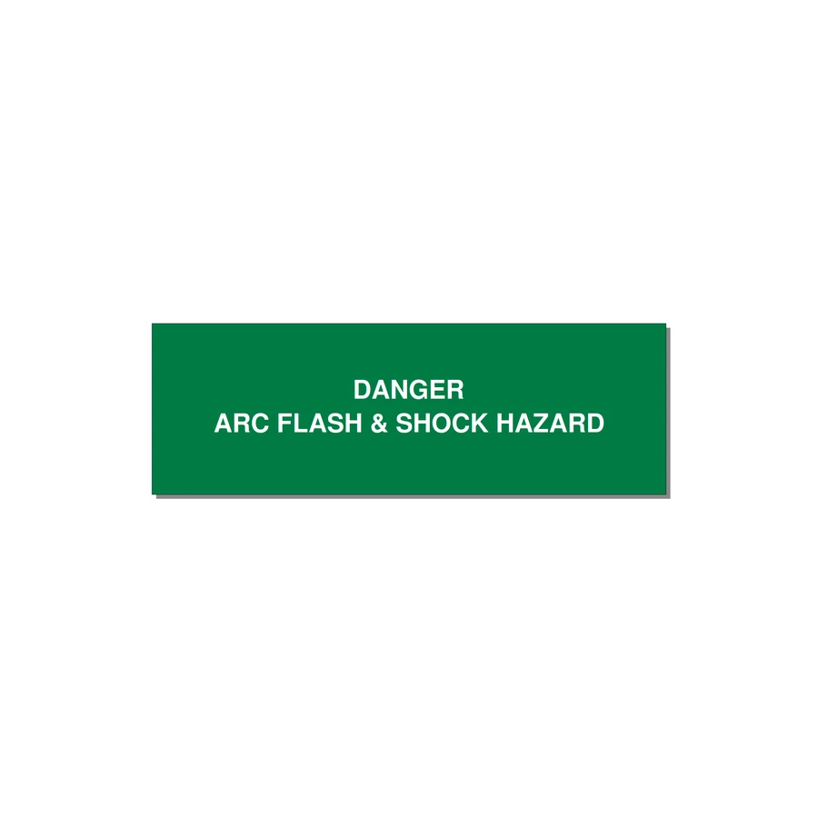 3.0x1.0" Arc Flash Safety Label - DANGER ARC FLASH & SHOCK — 3x1" White on Green, Holes