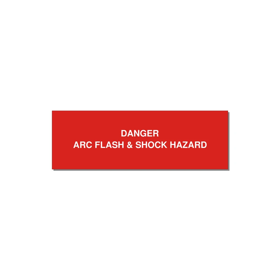 3.0x1.0" Arc Flash Safety Label - DANGER ARC FLASH & SHOCK — 3x1" White on Red, Holes