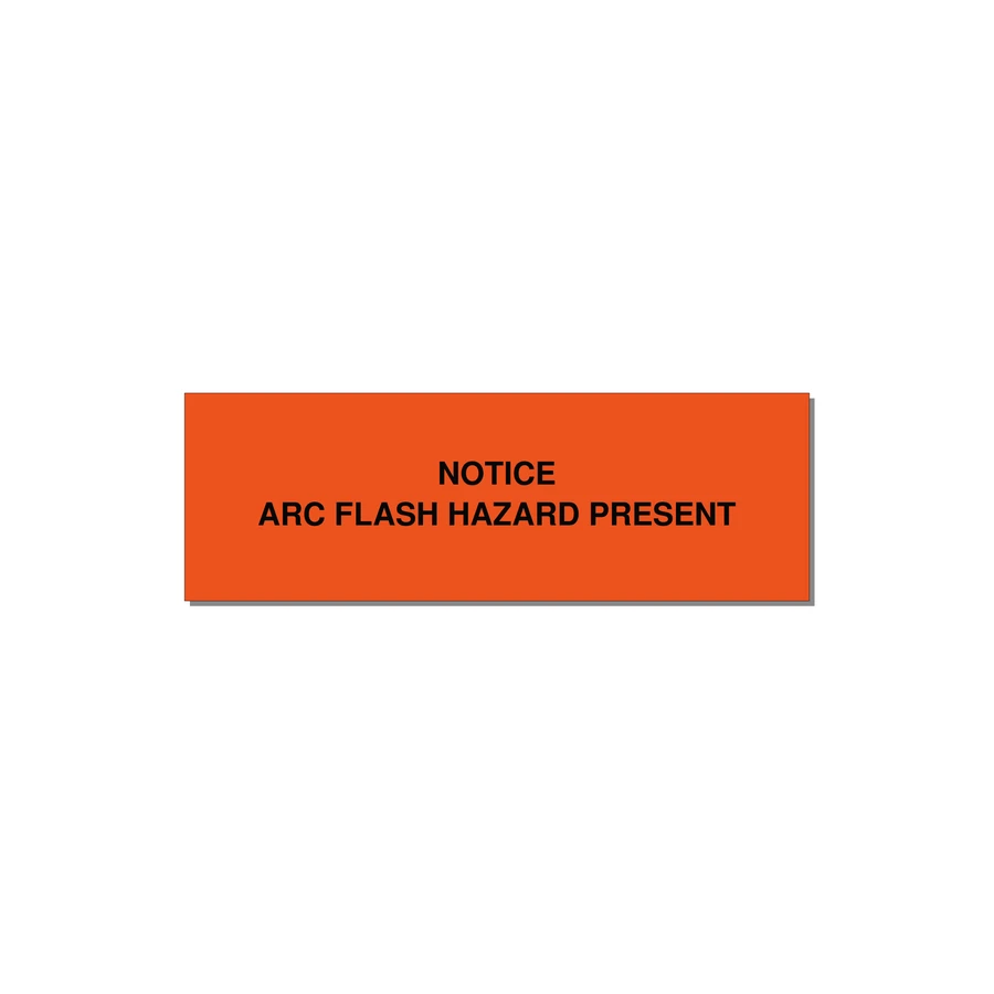 3.0x1.0" Arc Flash Safety Label - NOTICE ARC FLASH HAZARD P — 3x1" Black on Orange, Adhesive