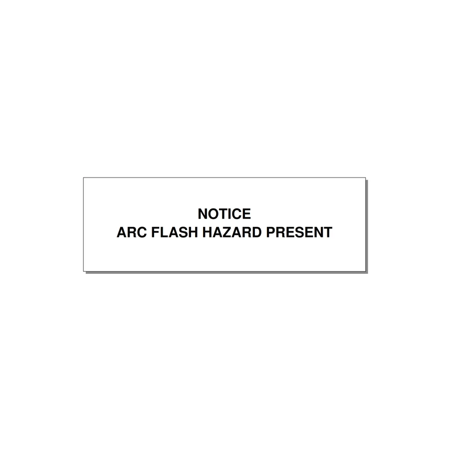 3.0x1.0" Arc Flash Safety Label - NOTICE ARC FLASH HAZARD P — 3x1" Black on White, Adhesive