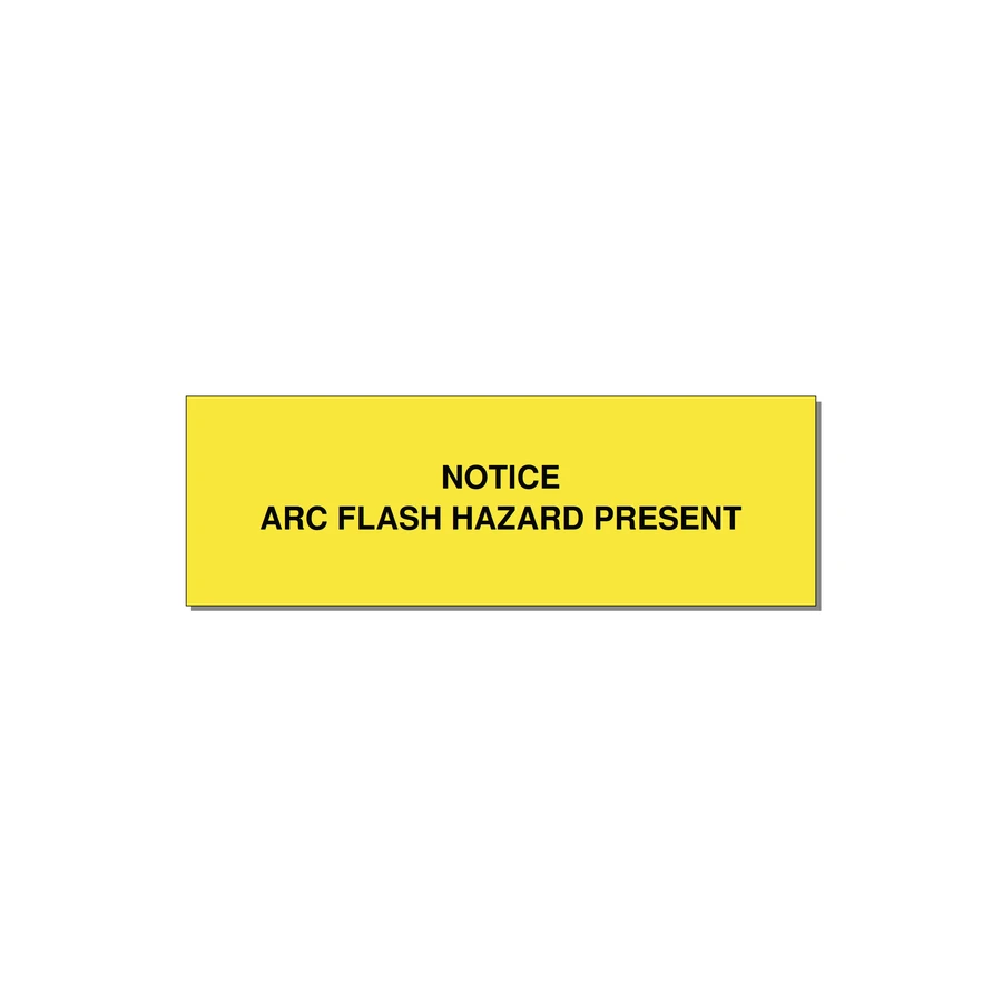 3.0x1.0" Arc Flash Safety Label - NOTICE ARC FLASH HAZARD P — 3x1" Black on Yellow, Holes