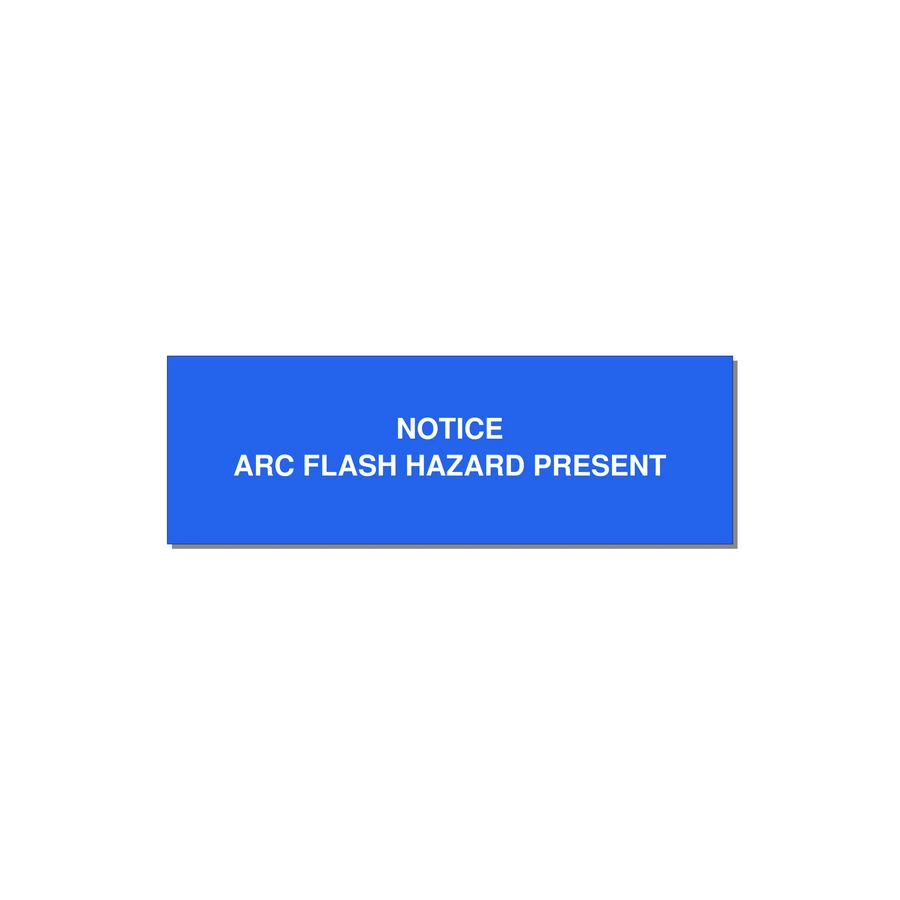 3.0x1.0" Arc Flash Safety Label - NOTICE ARC FLASH HAZARD P — 3x1" White on Blue, Holes