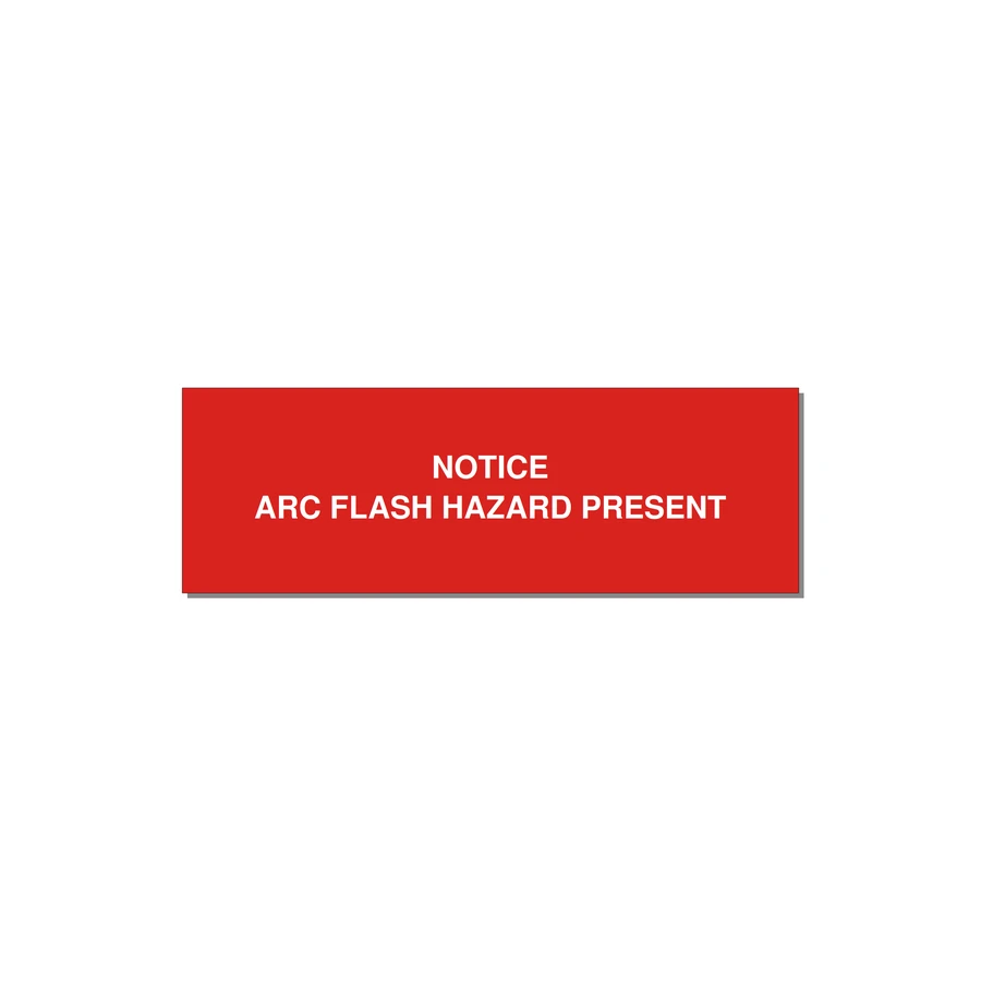 3.0x1.0" Arc Flash Safety Label - NOTICE ARC FLASH HAZARD P — 3x1" White on Red, Adhesive
