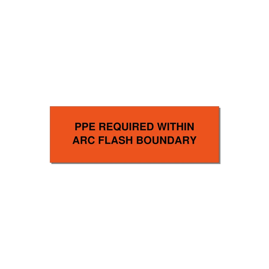 3.0x1.0" Arc Flash Safety Label - PPE REQUI — 3x1" Black on Orange, Holes