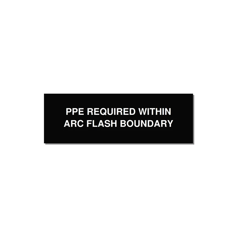 3.0x1.0" Arc Flash Safety Label - PPE REQUI — 3x1" White on Black, Adhesive
