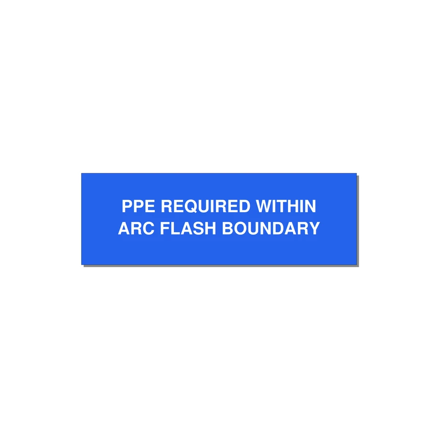 3.0x1.0" Arc Flash Safety Label - PPE REQUI — 3x1" White on Blue, Holes