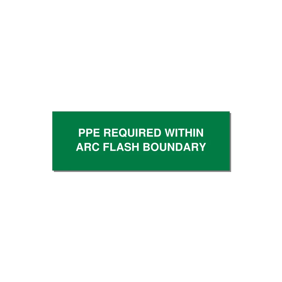 3.0x1.0" Arc Flash Safety Label - PPE REQUI — 3x1" White on Green, Adhesive