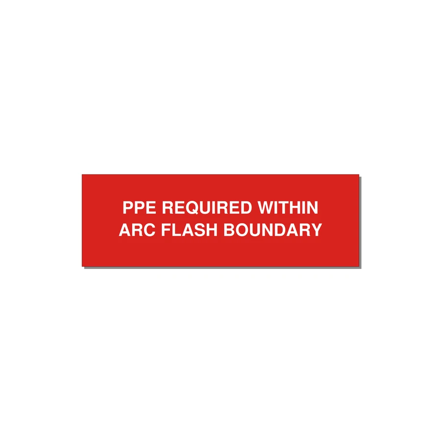 3.0x1.0" Arc Flash Safety Label - PPE REQUI — 3x1" White on Red, Holes