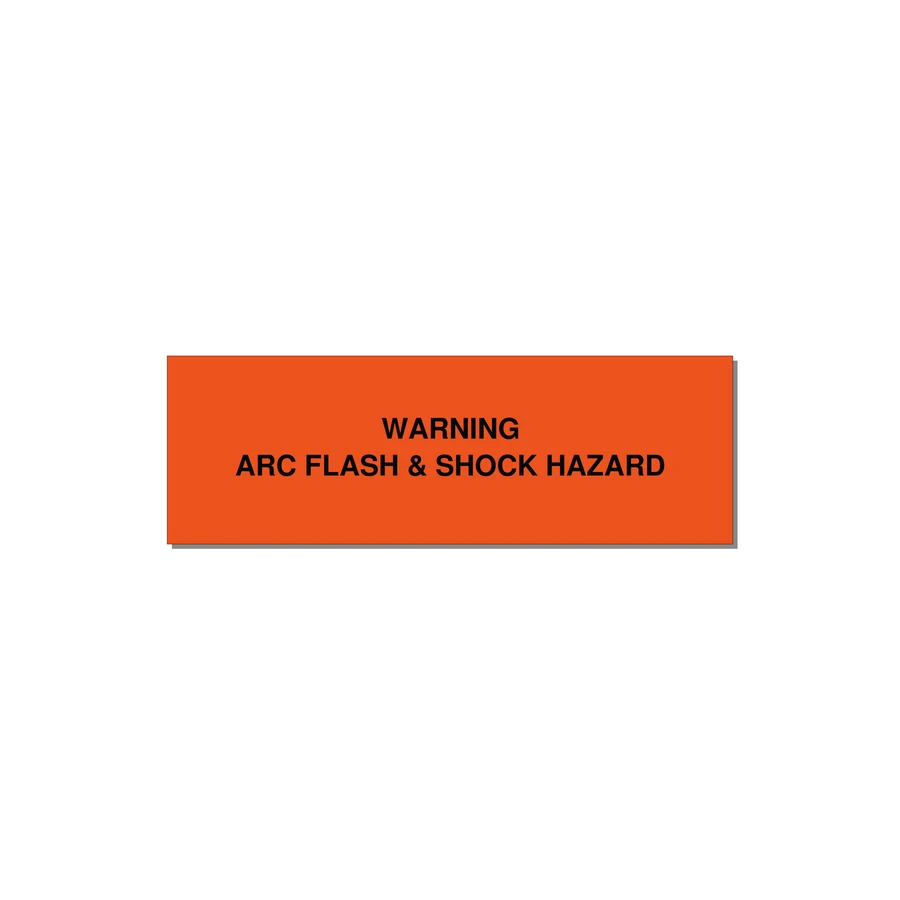 3.0x1.0" Arc Flash Safety Label - WARNING ARC FLASH & SHOCK — 3x1" Black on Orange, Holes