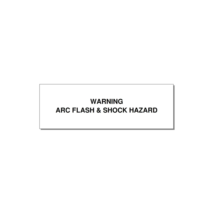 3.0x1.0" Arc Flash Safety Label - WARNING ARC FLASH & SHOCK — 3x1" Black on White, Adhesive