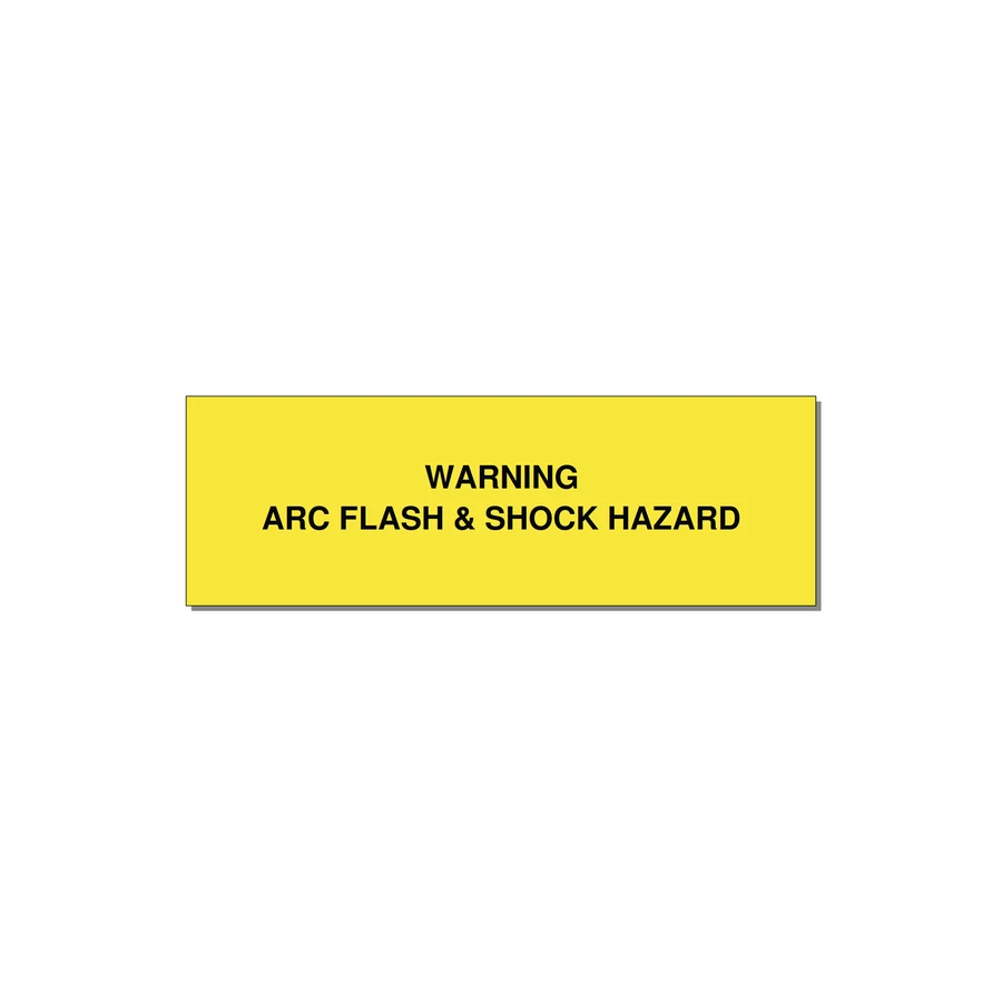 3.0x1.0" Arc Flash Safety Label - WARNING ARC FLASH & SHOCK — 3x1" Black on Yellow, Holes