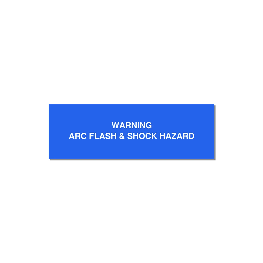 3.0x1.0" Arc Flash Safety Label - WARNING ARC FLASH & SHOCK — 3x1" White on Blue, Holes