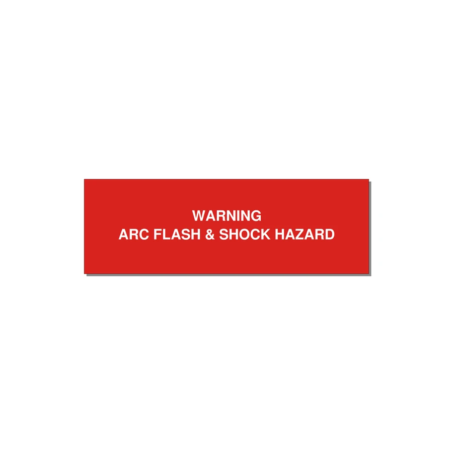 3.0x1.0" Arc Flash Safety Label - WARNING ARC FLASH & SHOCK — 3x1" White on Red, Adhesive