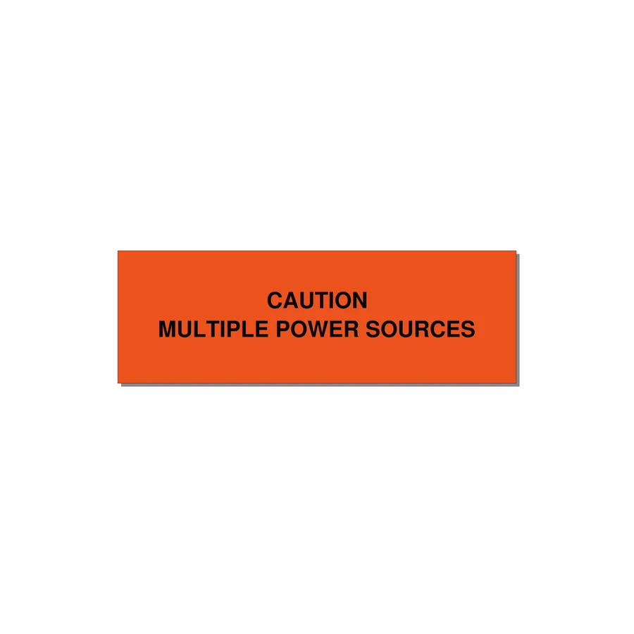 3.0x1.0" Caution Safety Label - CAUTION MULTIPLE POWER SO — 3x1" Black on Orange, Adhesive