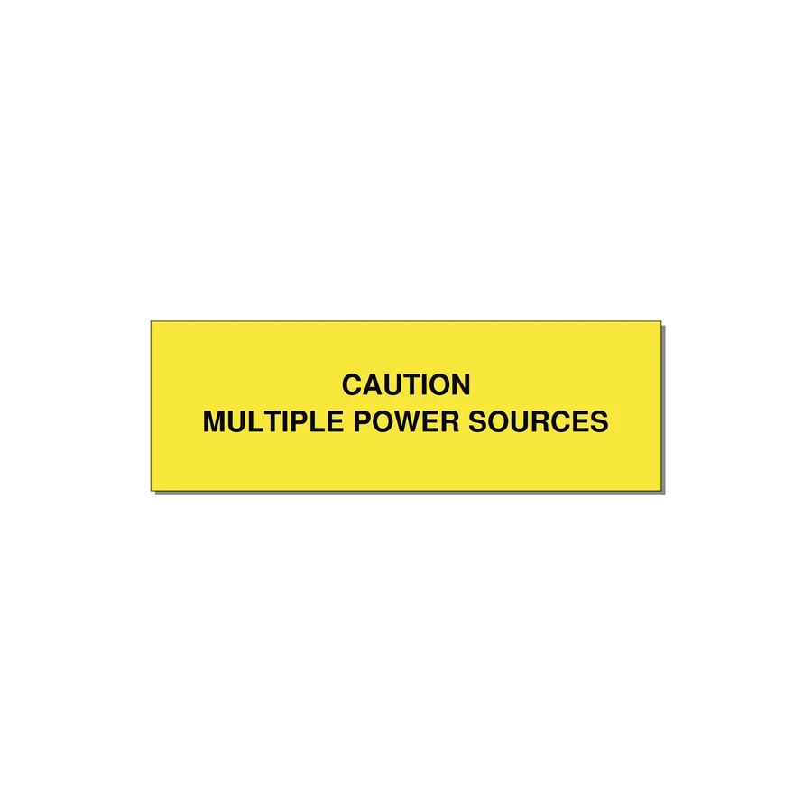 3.0x1.0" Caution Safety Label - CAUTION MULTIPLE POWER SO — 3x1" Black on Yellow, Adhesive