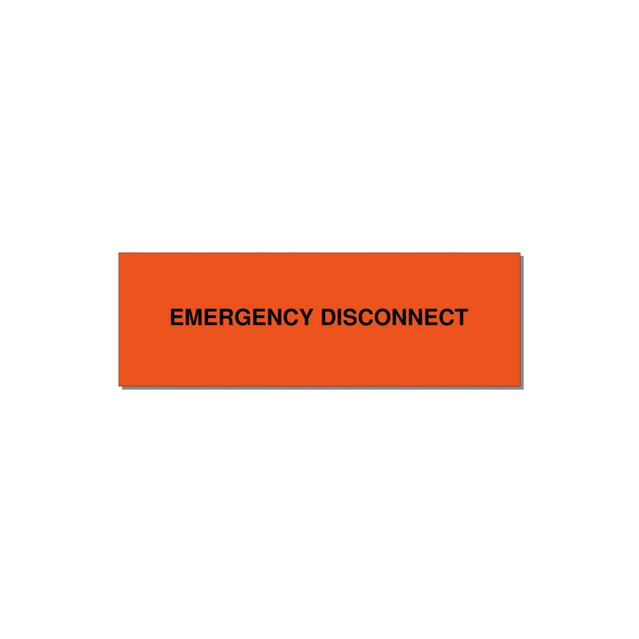 3.0x1.0" Disconnect Switch Label - EMERGENCY DISCONNECT — 3x1" Black on Orange, Adhesive