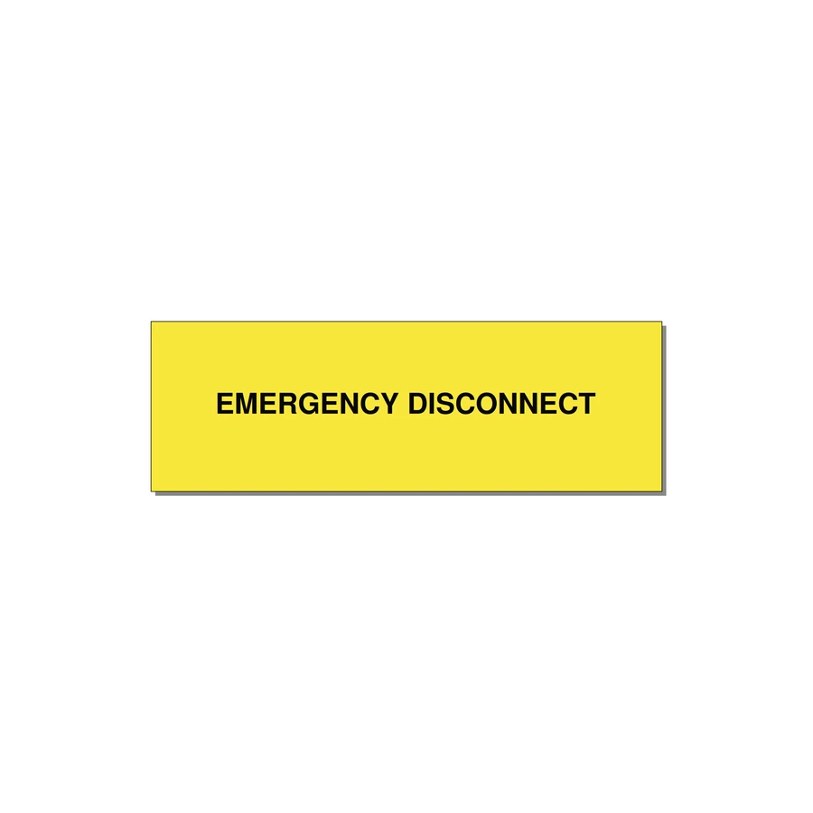 3.0x1.0" Disconnect Switch Label - EMERGENCY DISCONNECT — 3x1" Black on Yellow, Holes