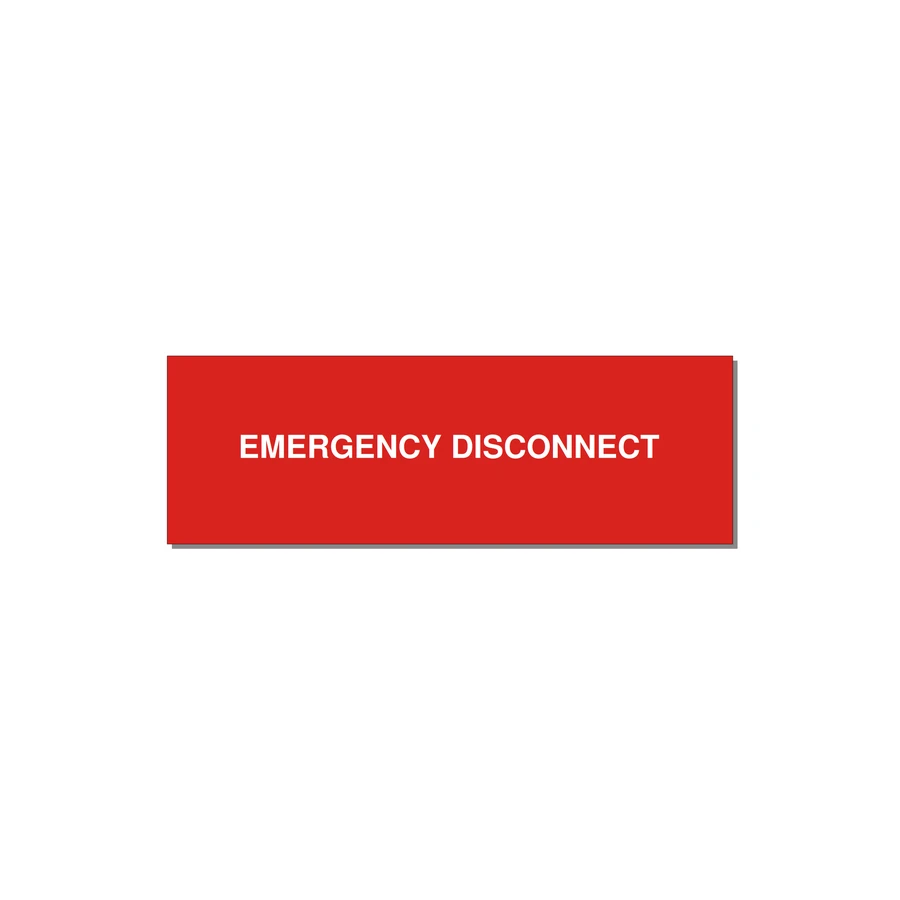 3.0x1.0" Disconnect Switch Label - EMERGENCY DISCONNECT — 3x1" White on Red, Adhesive
