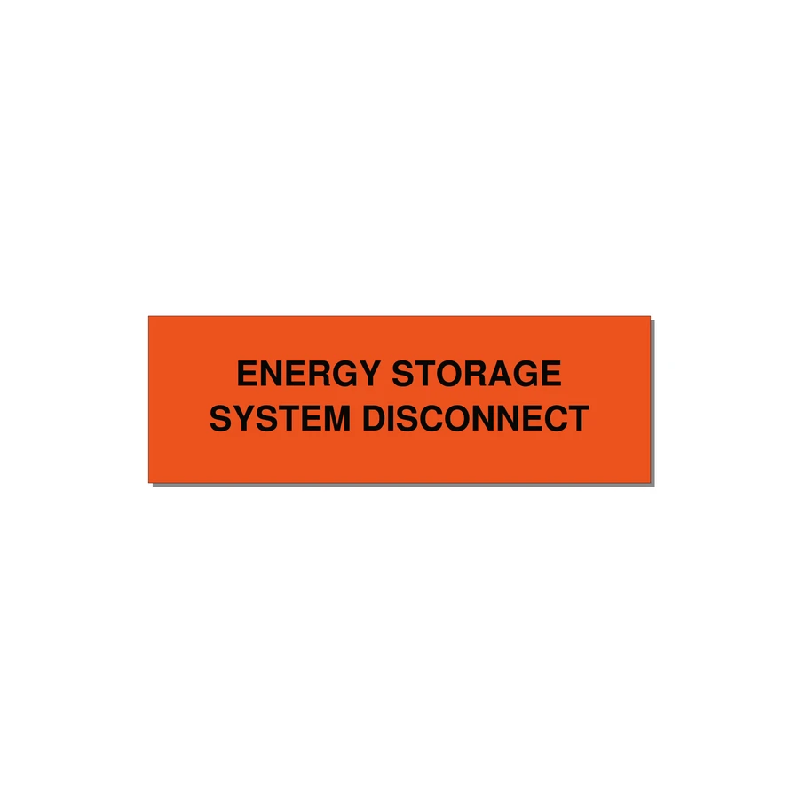 3.0x1.0" Disconnect Switch Label - ENERGY STORAGE SYSTEM DIS — 3x1" Black on Orange, Holes