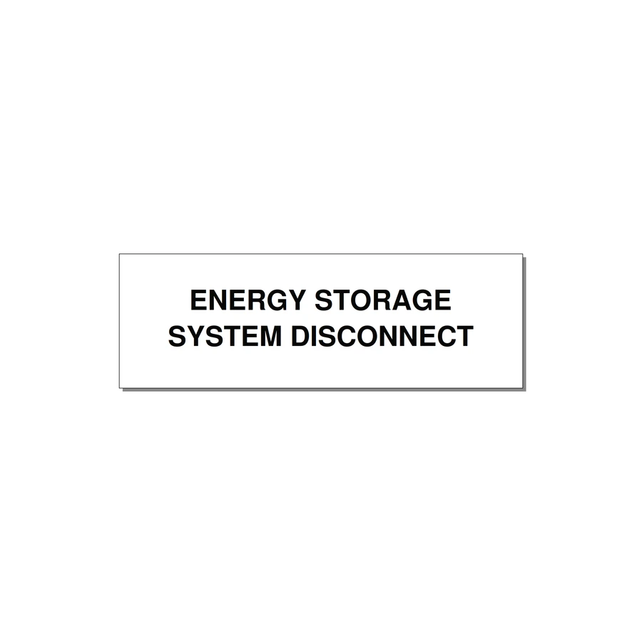 3.0x1.0" Disconnect Switch Label - ENERGY STORAGE SYSTEM DIS — 3x1" Black on White, Adhesive