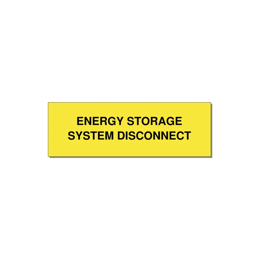 3.0x1.0" Disconnect Switch Label - ENERGY STORAGE SYSTEM DIS — 3x1" Black on Yellow, Adhesive