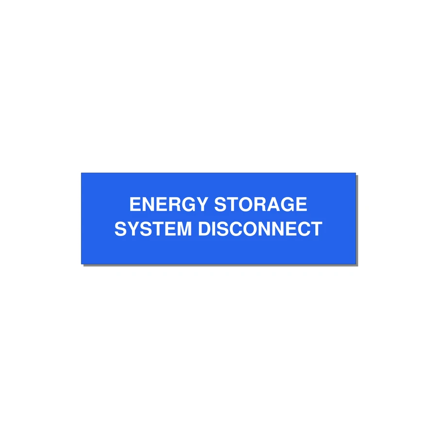 3.0x1.0" Disconnect Switch Label - ENERGY STORAGE SYSTEM DIS — 3x1" White on Blue, Adhesive