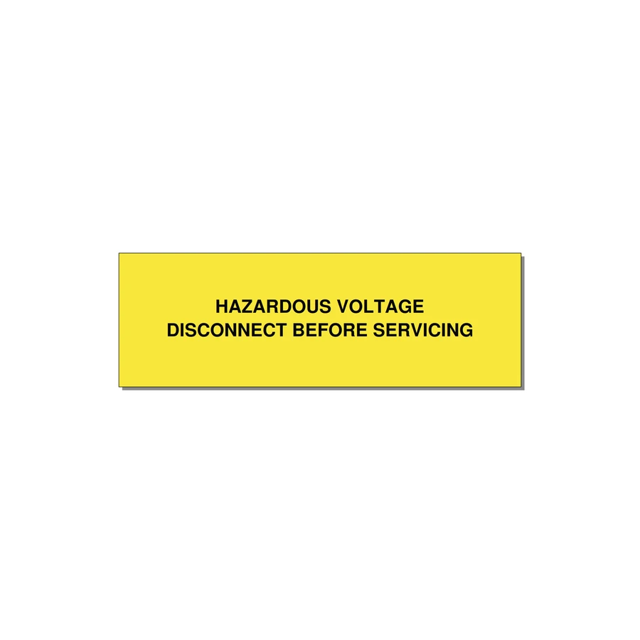 3.0x1.0" Disconnect Switch Label - HAZARDOUS VOLTAGE DISCONN — 3x1" Black on Yellow, Holes
