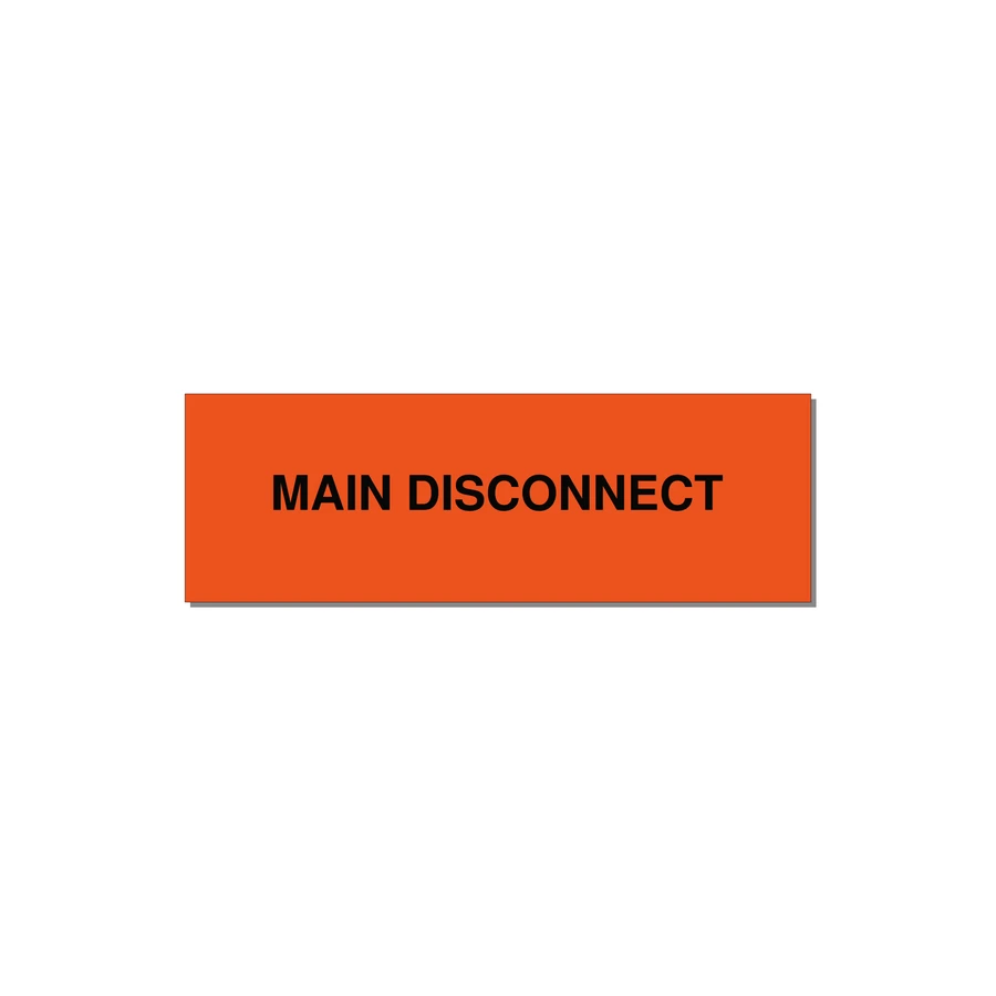 3.0x1.0" Disconnect Switch Label - MAIN DISCONNECT — 3x1" Black on Orange, Adhesive