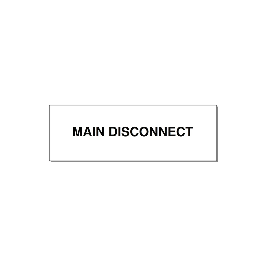 3.0x1.0" Disconnect Switch Label - MAIN DISCONNECT — 3x1" Black on White, Holes