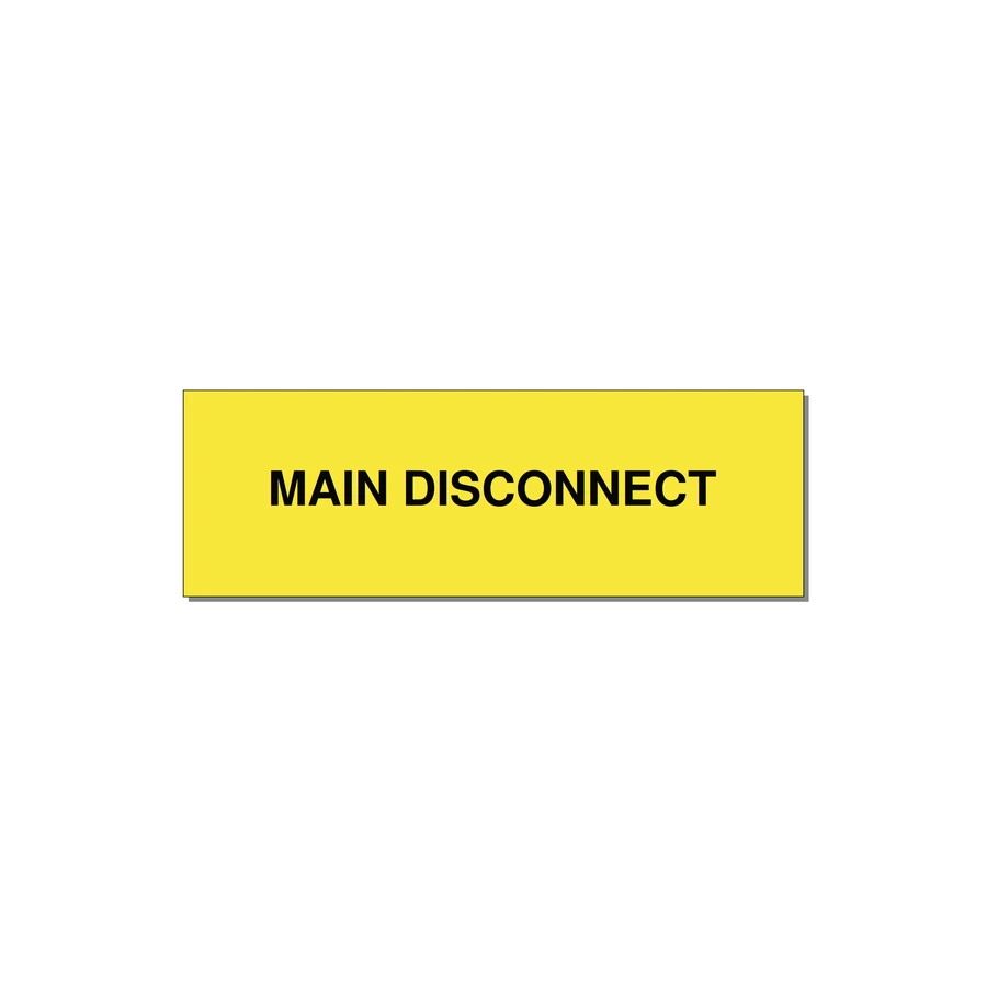 3.0x1.0" Disconnect Switch Label - MAIN DISCONNECT — 3x1" Black on Yellow, Holes