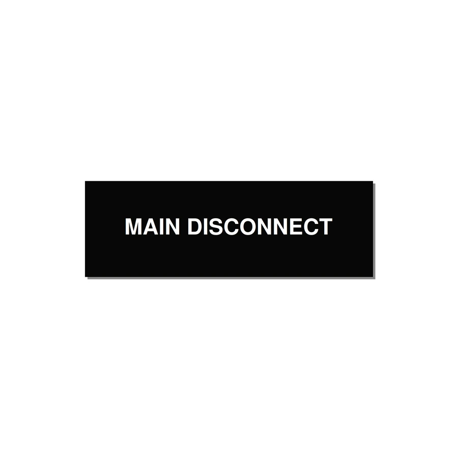 3.0x1.0" Disconnect Switch Label - MAIN DISCONNECT — 3x1" White on Black, Holes