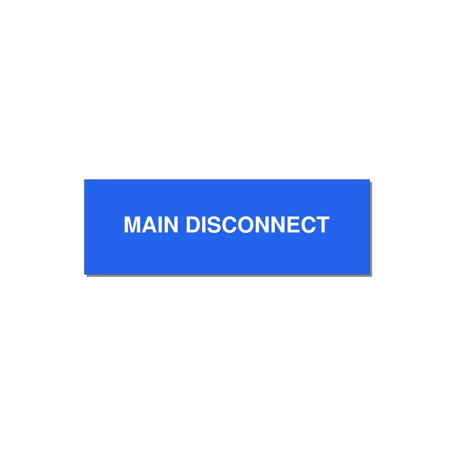 3.0x1.0" Disconnect Switch Label - MAIN DISCONNECT — 3x1" White on Blue, Holes