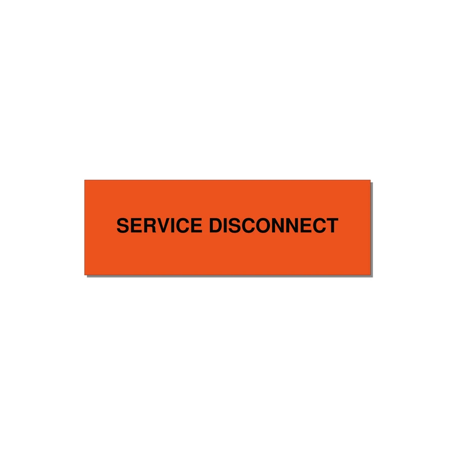 3.0x1.0" Disconnect Switch Label - SERVICE DISCONNECT — 3x1" Black on Orange, Holes