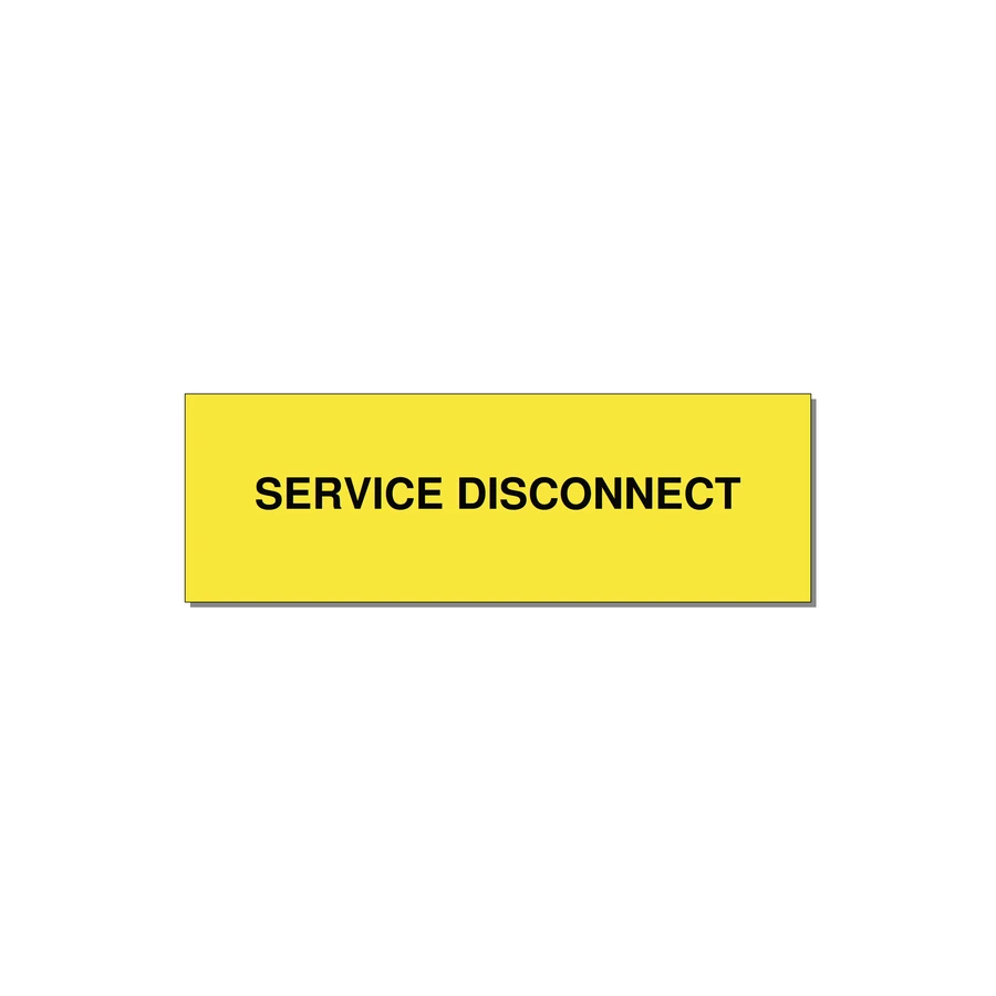 3.0x1.0" Disconnect Switch Label - SERVICE DISCONNECT — 3x1" Black on Yellow, Adhesive