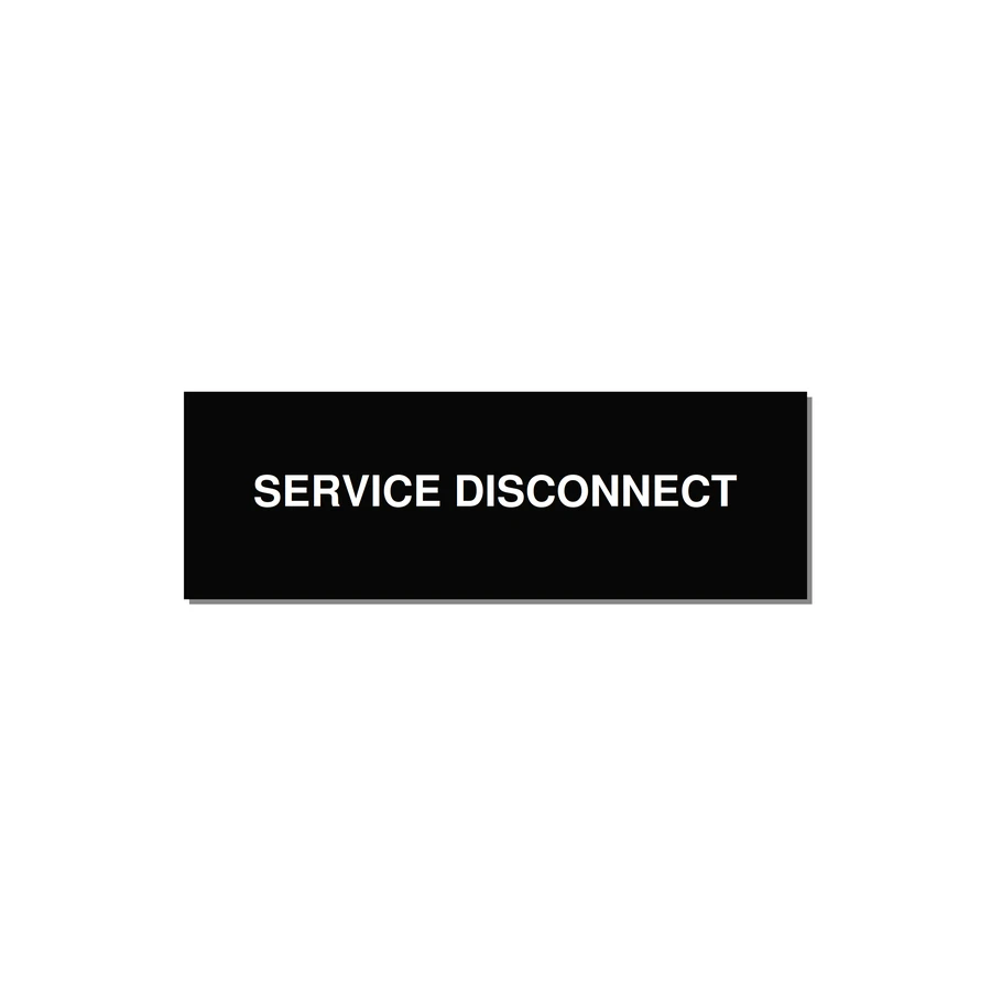 3.0x1.0" Disconnect Switch Label - SERVICE DISCONNECT — 3x1" White on Black, Adhesive