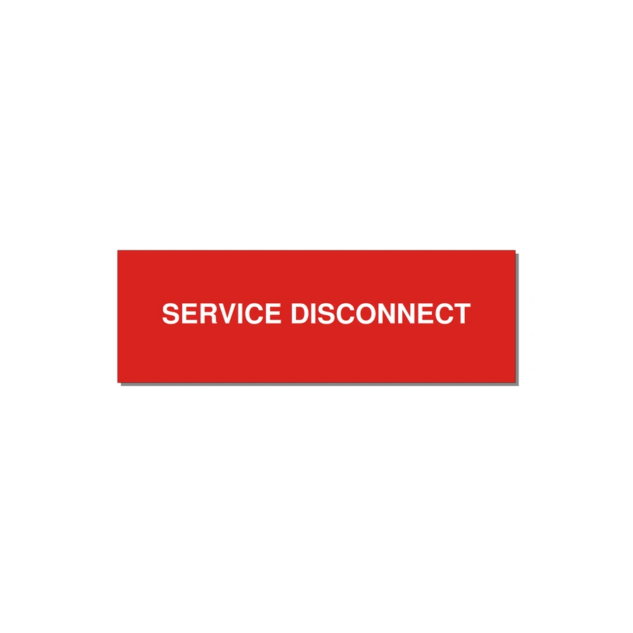 3.0x1.0" Disconnect Switch Label - SERVICE DISCONNECT — 3x1" White on Red, Adhesive