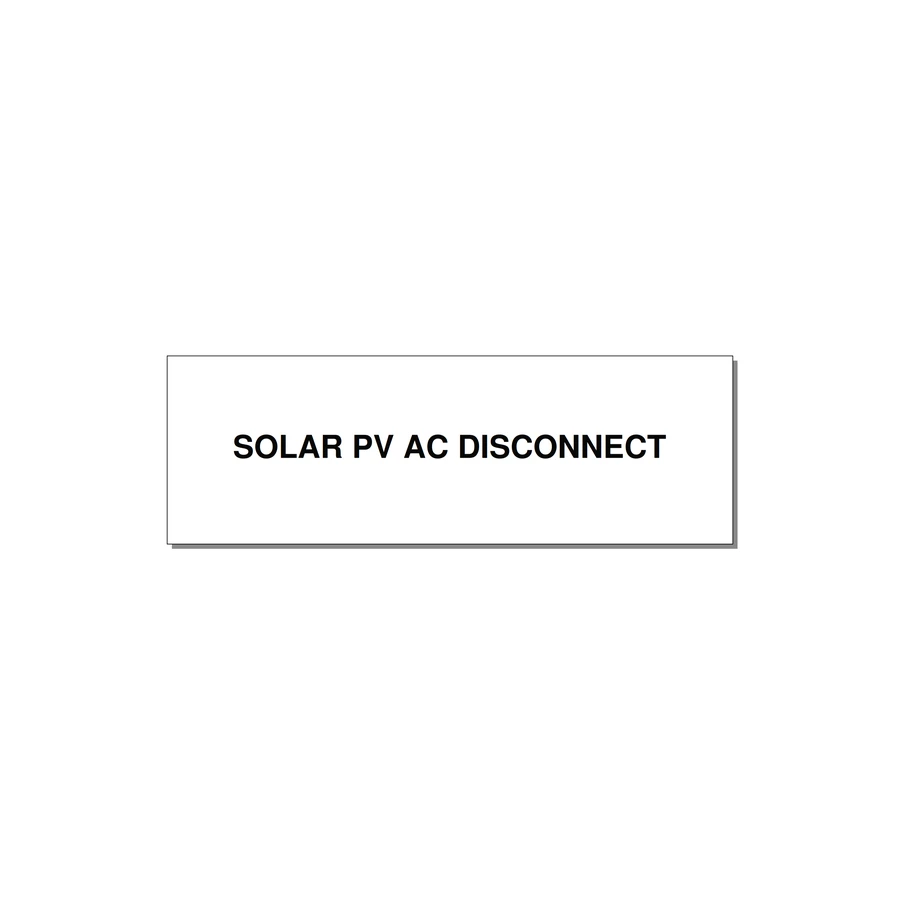 3.0x1.0" Disconnect Switch Label - SOLAR PV AC DISCONNECT — 3x1" Black on White, Holes